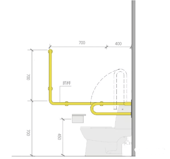 无障碍坐便器侧立面