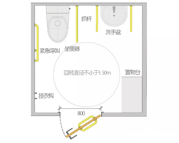 无障碍卫生间示意图